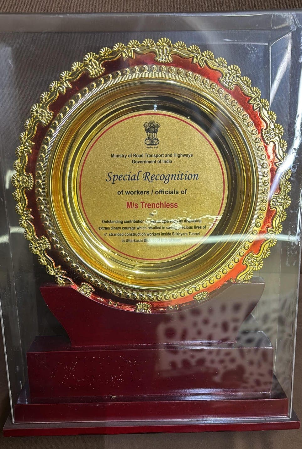 Special Recognition — Silkyara Tunnel Rescue — Ministry of Road Transport and Highways, Government of India